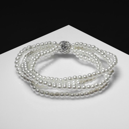 Bracelet Pearl "Shambhala", 5 threads, beads 4, white color-3