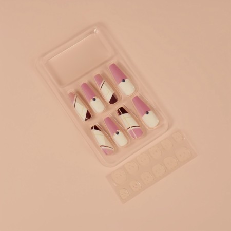 Line overhead nails, 12 pcs, with adhesive plates, ballerina shape, multi -colored-1