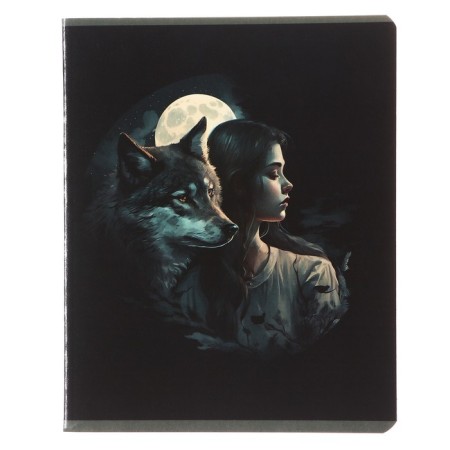 Notebook of 48 sheets in Calligrata Call "Girl with a Wolf", cover coated cardboard, twin-lak, block offset mix-4