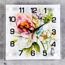 Wall watches: flowers, silent, 25 x 25 cm
