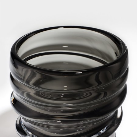 Vase for Flowers "Piley" from transparent black glass 20 x 18 x 18 cm-2