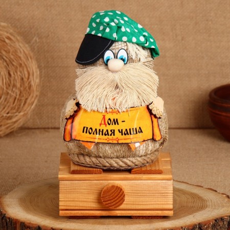 Domovoy Kharitonych "House - Full Cup", on a chest, 24 x 14 cm, mix