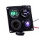 The branch, a voltmeter, a cigarette lighter, 2 USB 2.1A, 5V.