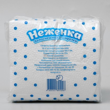 Paper Napkins "Centure", 24x24 cm, 1 layer, 100 pcs, white-1