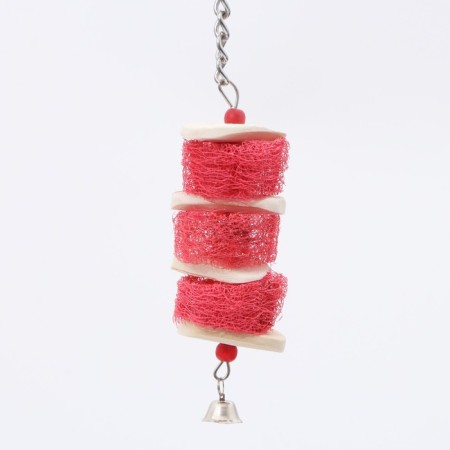 A toy with a carapace of karakatitsa, lufu and bell, 25 x 5 cm, pink