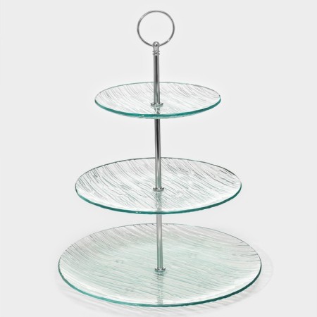 Fruitor glass three -tier round share "Texture", D = 24/20/15 cm