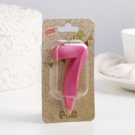 Candle in the Cake "Fine", number "7", pink metallic, 6.5 cm-3