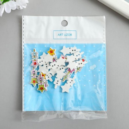 Buttons wood for the creativity of the 2 -grade "Magic Star" set of 20pcs 2.4x1.2x0.2 cm mix-2