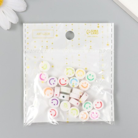 Beads for PVC "Smile on White" set of 25 pcs 0.5x0.9x0.9 cm-3