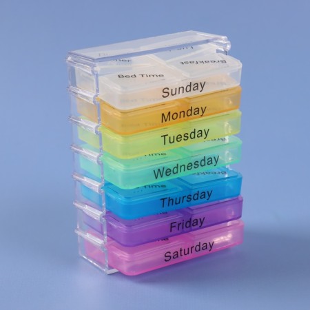 Taberteader-organizer "Week", English letters, morning/day/evening/night, 10 × 7.5 × 4 cm, 7 containers of 4 sections, multi-colored-4