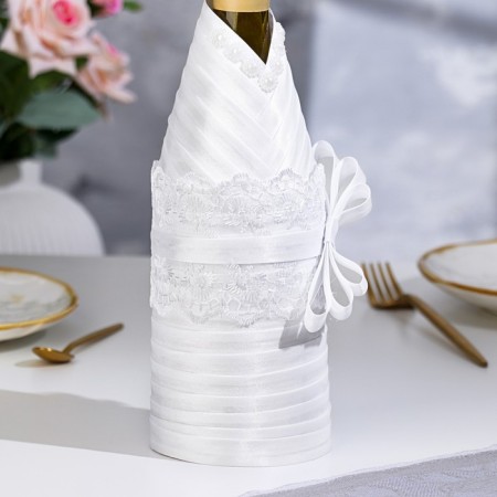 Decoration for champagne "Bridegroom and Bride", black and white-12