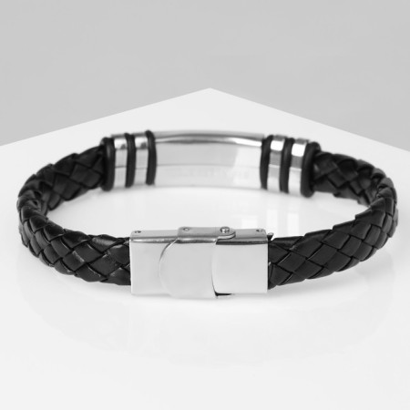 Unisex Bracelet "Power", black color with silver, 22 cm-2