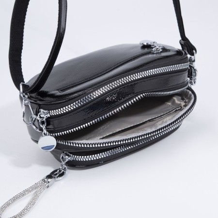 Bag Cross-Bodi with a zipper, black color-6