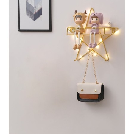 Wall hanger with a shelf "Zvezda", with backlight, 3 hooks, 28 x 28 cm, gold-6