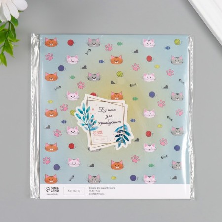 Scrapbooking paper "kittens" density 180 grams set 10 pcs 15.5x17 cm-4