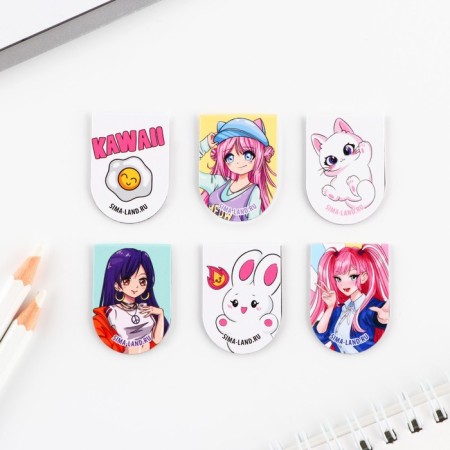Magnetic bookmarks, 6 pcs "Anime"-2