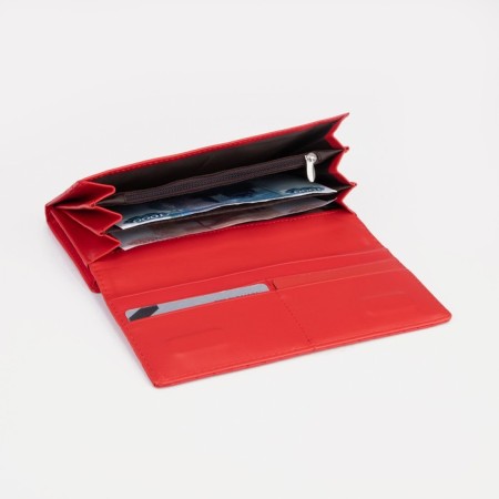 Women's wallet on magnets, red color-4