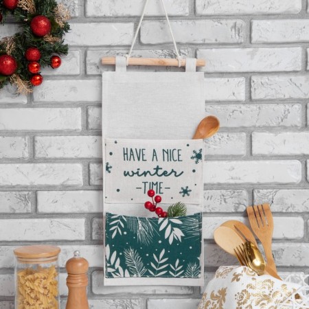 Pocket Textile Ethel "Winter Time" 2 departments, 41x20 cm