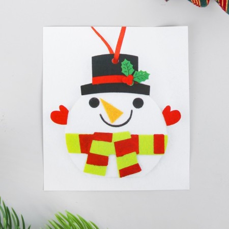 Set for creativity - Create a Christmas tree decoration from felt "Snowman in a hat"-2