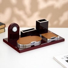 Table 5B1 set with a business card and clock, cherry 34x20x13 cm