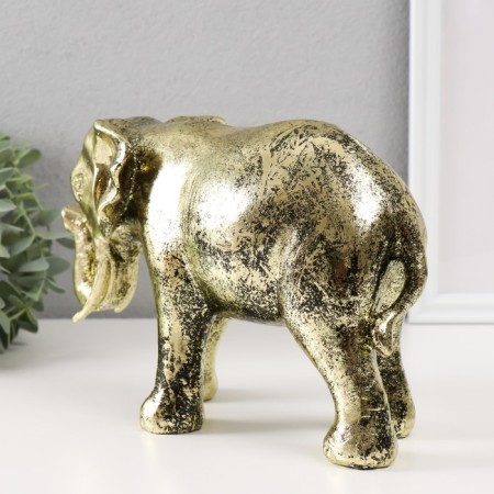 Souvenir Polystone "Golden Elephant" 16.5x23.5x9.5 cm-1
