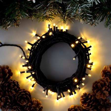 Garland “thread” 10 m, IP44, dark thread, 100 LED, warm white glow, 8 modes, 220 V