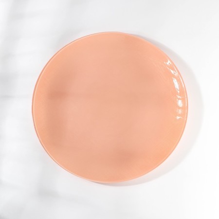 Ivory plate, glass, d = 28 cm, coral color-1