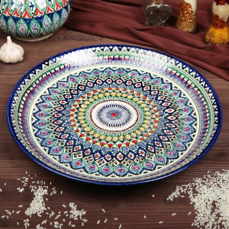 Largan Rishtan ceramics "Patterns", 37 cm, blue