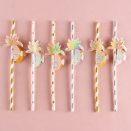 Pineapple cocktail tubes, spiral, in a set 6 pieces-1
