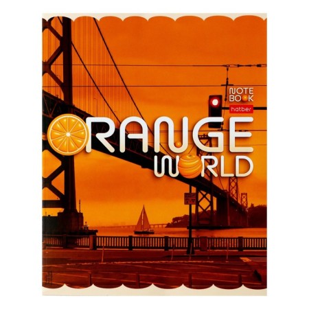 A notebook of 96 sheets in the cage "Orange world!", Cover coated cardboard, block 65g/m2, mix-5