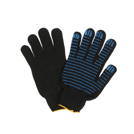 Garden gloves, x / b, knitting grade 7, 6 threads, size 10, with PVC dots, black, Greengo-1