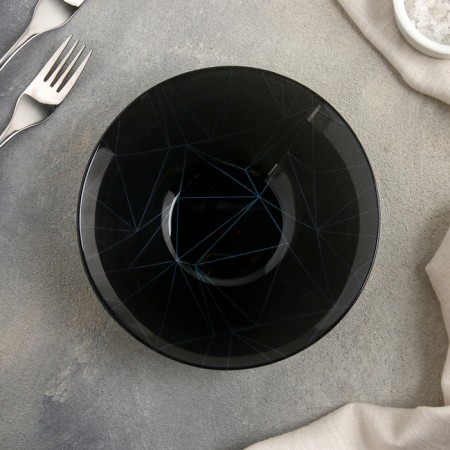 Glass salad "Linea Black", 450 ml, d = 16.2 cm, hardened, black color is black-1