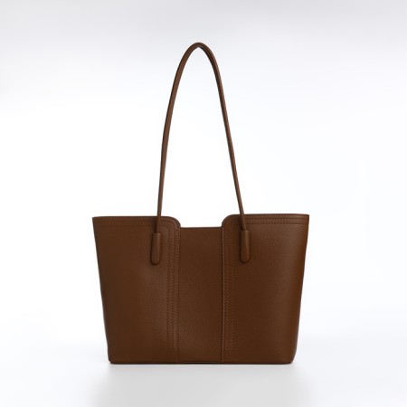Bag Women's Tout with zipper, brown color
