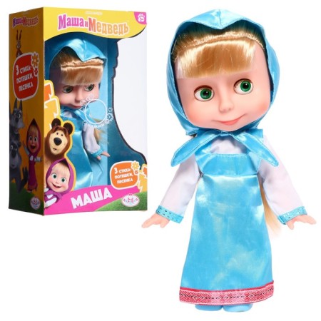 Doll "Masha" voiced, 25 cm, 3 verses and a song, in a blue dress