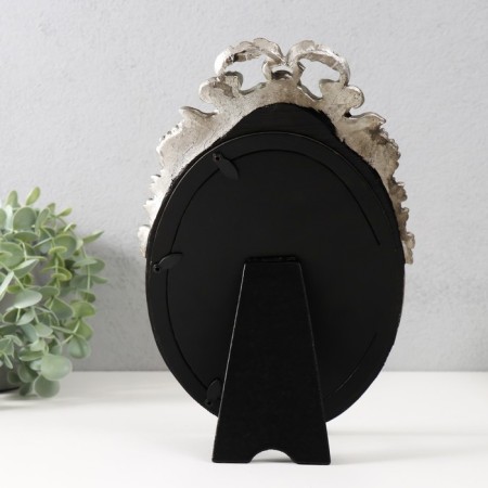 Photo frame Polystone 13x18 cm "Balt and flower wreath" Dark gray silver 16.8x1.7x25.5 cm-3