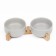 Double ceramic bowls on a stand of 2 x 450 ml 28.5 x 15.5 x 7 cm, gray