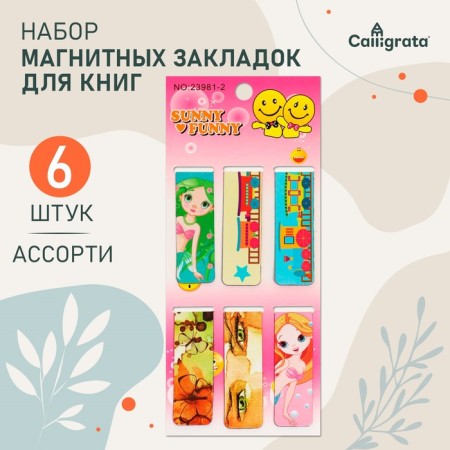Set of magnetic bookmarks, 6 pieces, mix