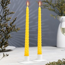A set of candles of twisted, 2.2x 25 cm, 2 pieces, yellow, suspension