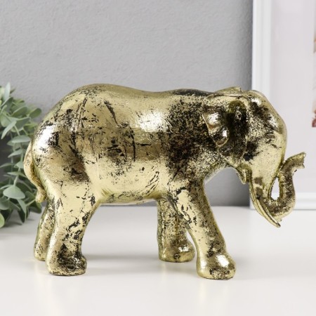 Souvenir Polystone "Golden Elephant" 16.5x23.5x9.5 cm-3