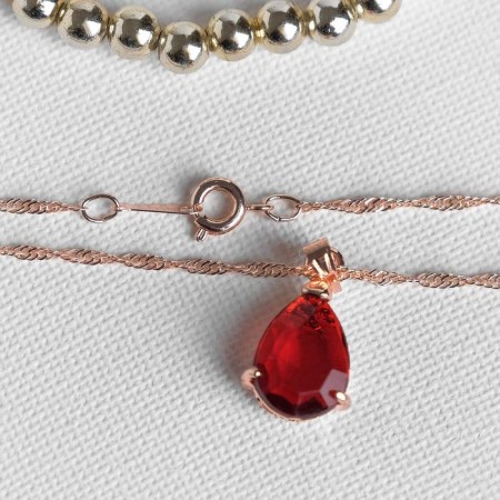 Set 2 objects: earrings, pendant "Edel" drop -driving, red color in gold, 45 cm-2