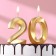 Candle in the cake jubilee "line" (set 2 in 1), number 20, gold metallic, 6.5 cm