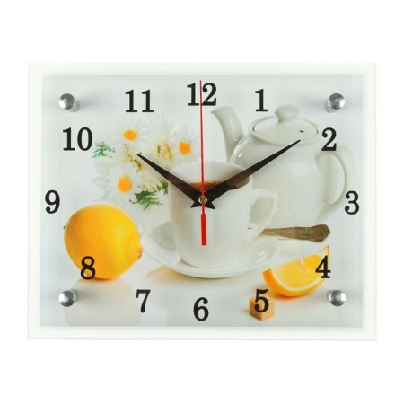 Carty watch is wall-mounted, interior "tea ceremony and lemon", silent, 25 x 20 cm