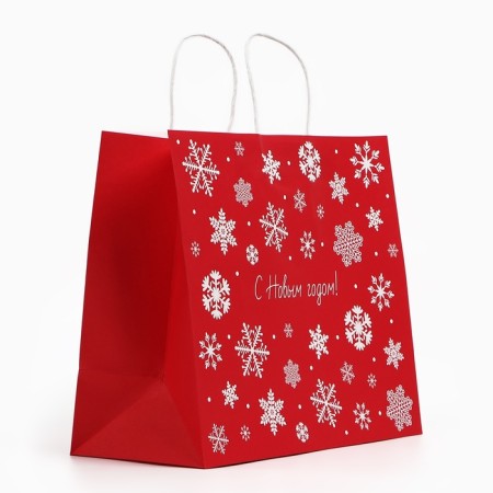 Gift package "Snowflakes", white craft, 32 x 28 x 15 cm, New Year-2