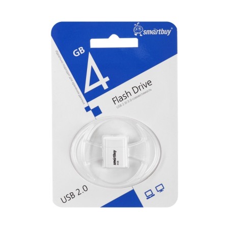 Flash drive Smartbuy 004gb Lara, 4 GB, USB2.0, th Up 25 MB/s, PLO up to 15 Mb/s, white