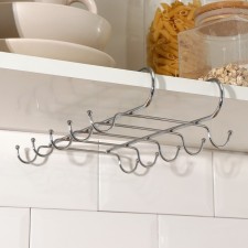 Holder for mugs for 10 objects of a share, suspended, 27.5 × 18 × 6.5 cm, chrome color