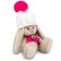 Soft toy "Bunny Mi", in a white hat with a pompon, 18 cm
