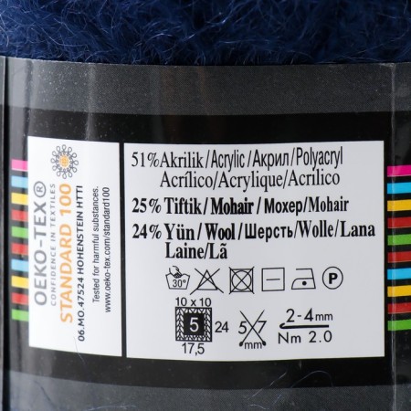 Yarn "Mohair Classic" 25% moher, 24% wool, 51% acrylic 200m/100g (395 dark blue)-3