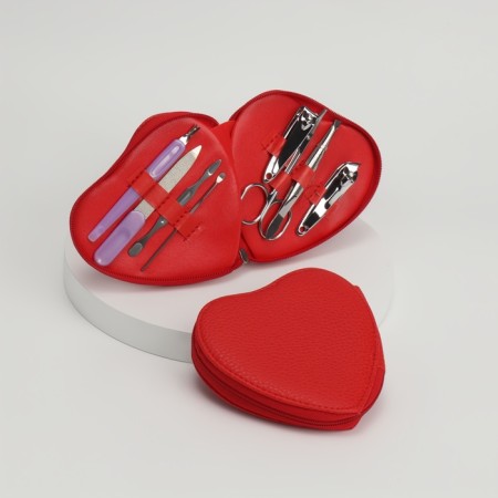 Manicure set, 8 items, in case, red color