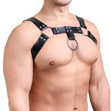 BDSM Podsm Oki, male, on the chest, with belts, eco-leather, sizes OS, black-1