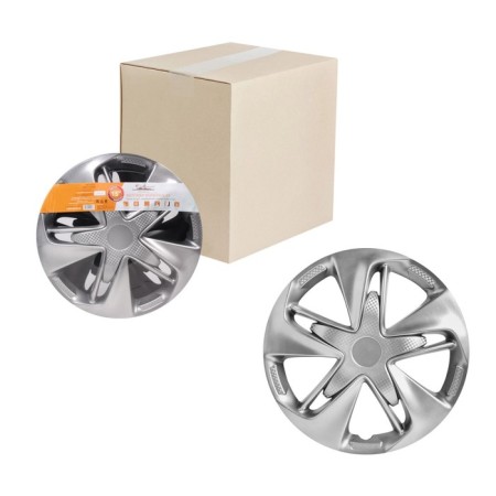 Wheel caps 15 "Super Astra", Silver, Carbon, set 2 pcs, AWCC-15-24